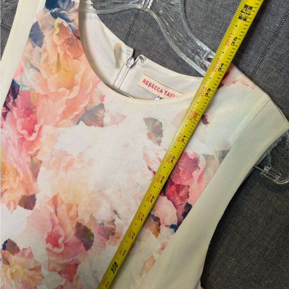 Rebecca Taylor Enchanted Gardens Pink Shift Tank Drop Waist Silk Dress Size 4 - Picture 7 of 9